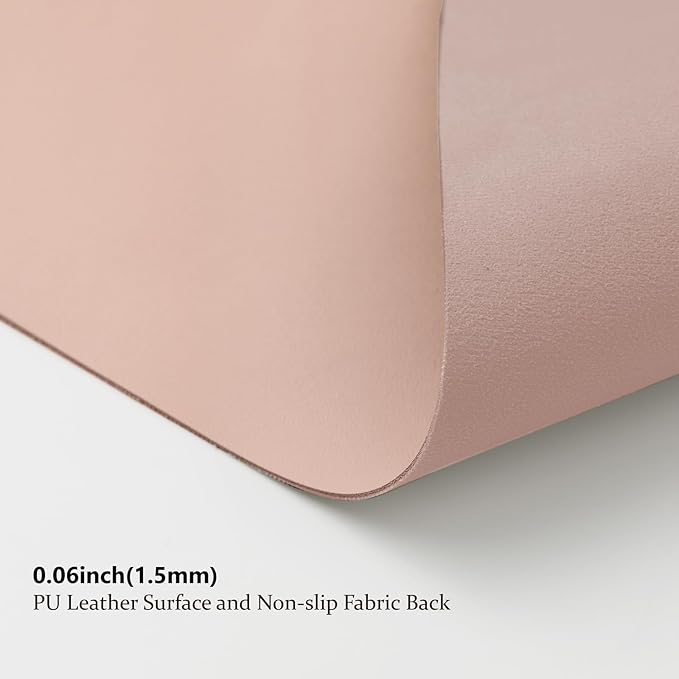HOMIEAZICOZI Leather Desk Mat - Non-Slip PU Desk Pad for Office and Home - Desk Organization and Accessories - Ideal for Large Mouse Pad and Desk Mats on Top of Desks (Pink,31.5''x 15.7'') (DPD-P-M)