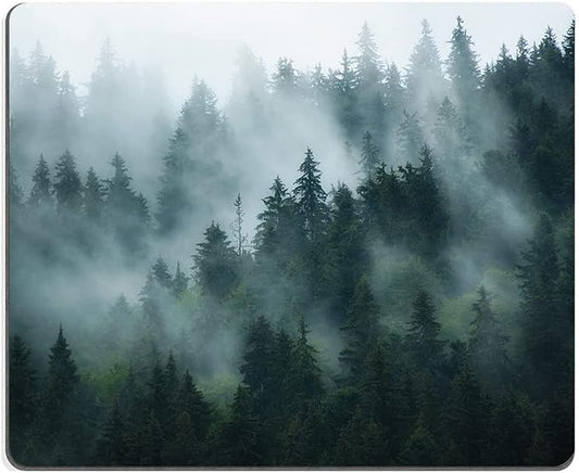 Hokafenle Mouse Pad, Square Personalized Computer Mouse Pads with Natural Design, Washable Mouse Mat, Gaming Office Home Non-Slip Rubber Base Mousepad, Misty Forest