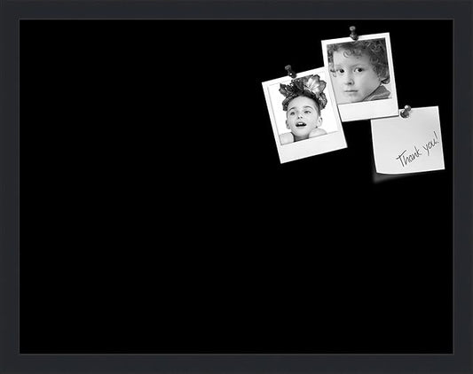 PinPix 22x17 Inch Cork Bulletin Board. This Decorative Framed Pin Board Comes with Solid Black Design and a Satin Black Frame. Ideal for Home Office Decor or Message Board (PinPix-622)