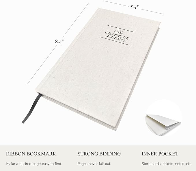 The Gratitude Journal for More Happiness, Optimism, Affirmation & Reflection - An Effective Manifestation Guide Journal, Undated Daily Journals for Women & Men (Beige)