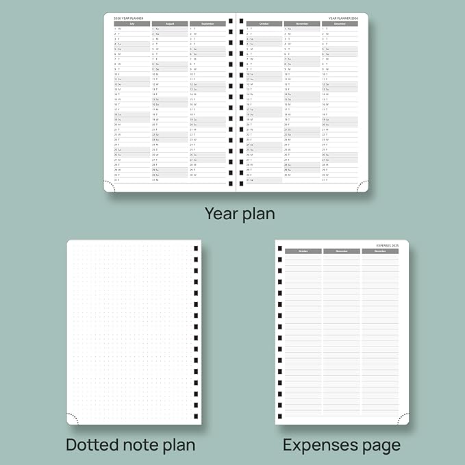 POPRUN Academic Planner 2025-2026 (July 2025-June 2026), Daily Weekly and Monthly Appointment Book (Wirebound Hard Cover - 6.25'' x 8.5'') with Hourly Time Slots, Tabs, 100 GSM - Light Yellow