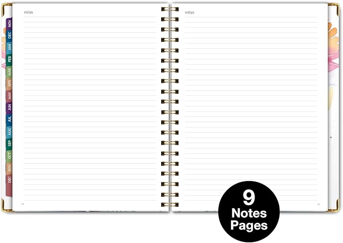 HARDCOVER 2026 Planner, 7"x9": 14 Months (November 2025 - December 2026), Daily Weekly Monthly Planner, Yearly Agenda, Bookmark, Pocket Folder and Sticky Note Set (Rainbow Floral)