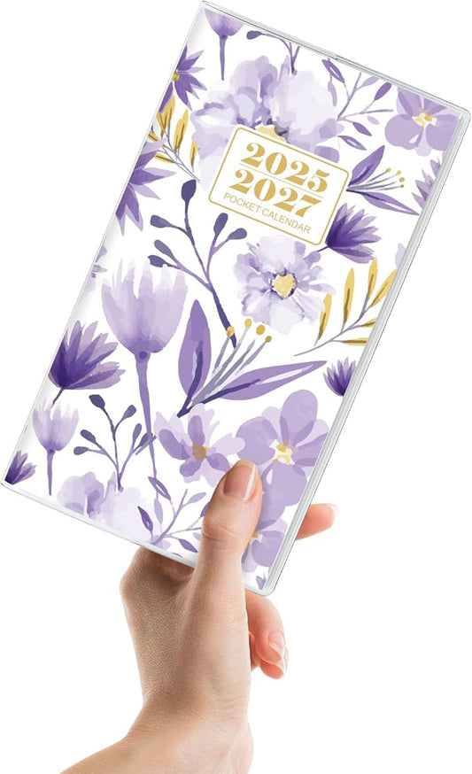 Pocket Calendar 2026-2027, Purple 2026-2027 Monthly Planner - 3.7" x 6.7" - Runs from July 2025 Until December 2027, Small Pocket Calendar 2026 with PVC Cover for Planning