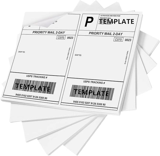 Shipping Label 2 per Sheet /8.5 "x 5.5" Mailing Labels for Laser and Inkjet Printers, Half Page Self Adhesive Sticker Labels for Packages (500 Sheets, 1000 Labels)