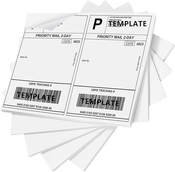 Coopaty Half Sheet Shipping Labels for Laser and Inkjet Printers 8.5 x 5.5 Mailing Address Labels, Permanent Adhesive (5000 Sheets, 10000 Labels)