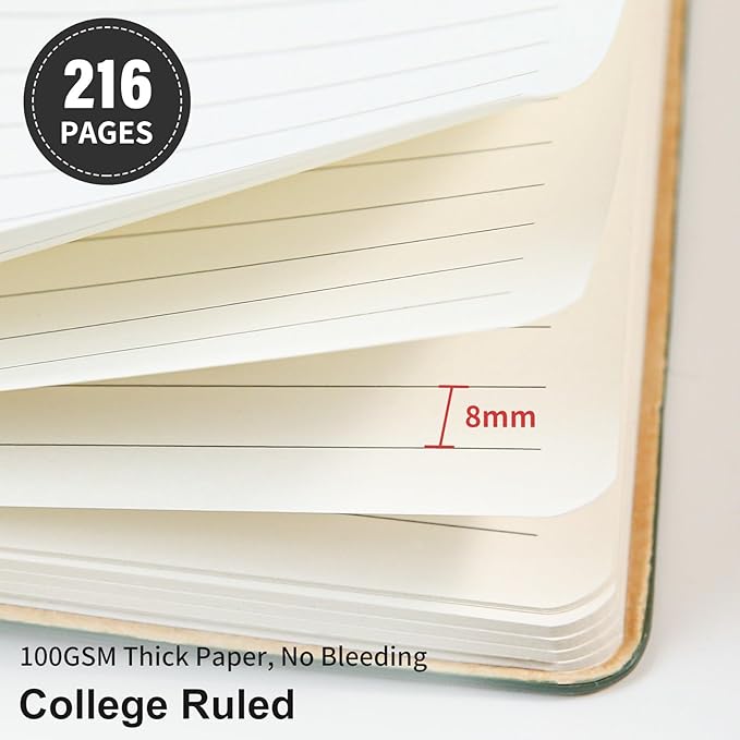 Lined Journal Notebook for Work College Ruled Note Book 7.2"x9.6" B5 PU Leather Daily Journaling 160 Pages for Women Men Writing Home School Supplies Business (Black)