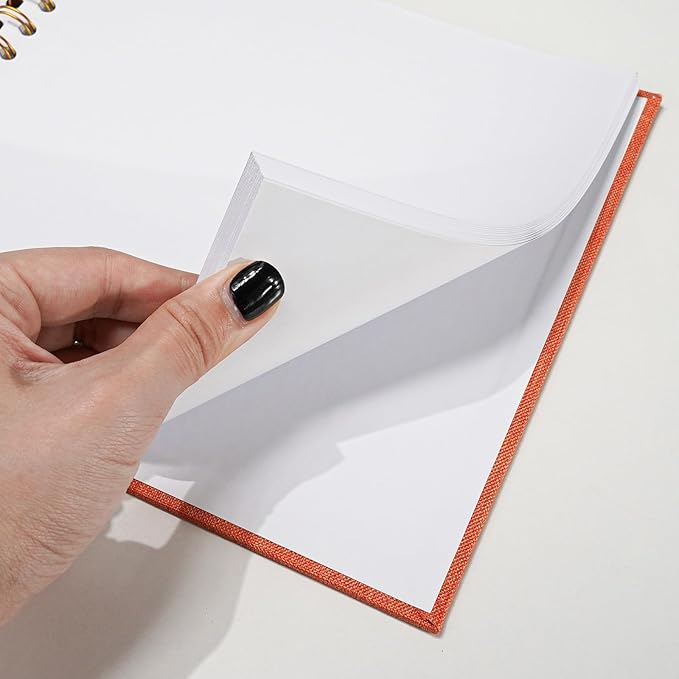 Vienrose 8x8 Inch Scrapbook DIY Small Hardcover Kraft White Pages Scrapbook Photo Album Linen Cover Scrap Book Photo Albums Scrapbooking Supplies Kit for Couple Family Wedding Travel