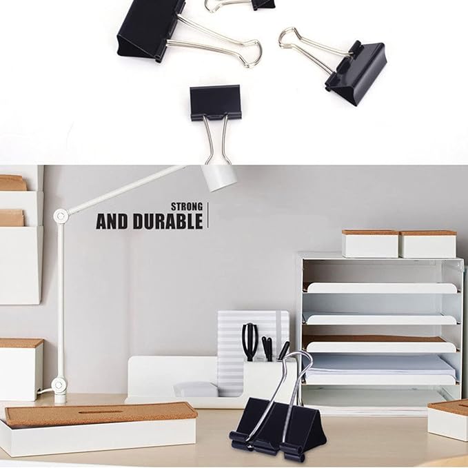 Large Binder Clips 2 Inch (60 Pack), Extra Large Binder Clips Big Paper Clamps for Office and Home Supplies, Black