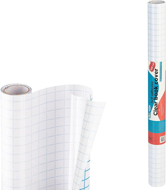 Clear Contact Paper, 17.5” x 5-Feet, Transparent Self Adhesive Book and Textbook Covers for Paperbacks and Hard Covers, Plastic Protective Covering Contact Paper Roll, Acid Free, 12 Rolls – by Enday
