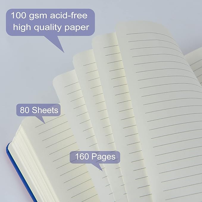 Coopay 24 Pack A5 Journal Notebooks Bulk, 160 Pages, 100GSM Thick Paper, 8.3 x 5.5 inch Hardcover Lined Leather Journals for Writing Office School Business,Bulk Notebook for Work Men Women (Blue)