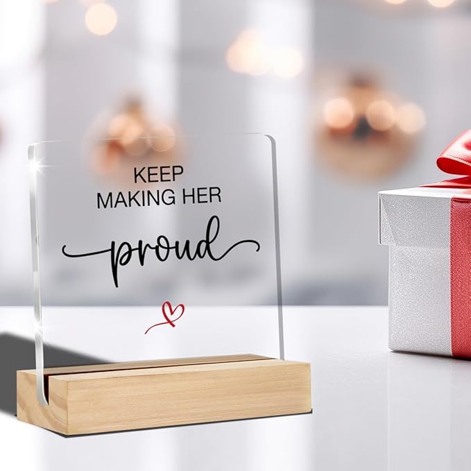 Memorial Gifts for Loss of Mom Bereavement Gift Loss of Grandmother Sympathy Gifts Keep Making Her Proud Desk Decorative Signs Plaques 4 x 4 Inches Acrylic