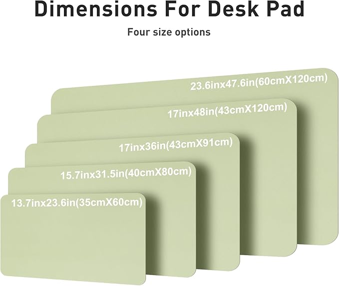 Aothia Faux Leather Desk Mat – Large Mouse Pad, Non-Slip PU Leather Blotter, Waterproof Writing Surface for Office and Home (Grass Green, 47.2" x 23.6")