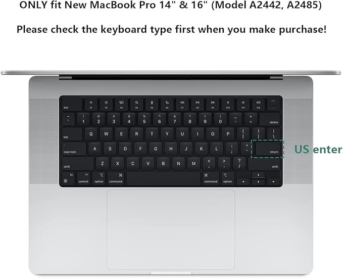 Batianda Premium Gradient Color Keyboard Cover for New MacBook Pro 14'' Pro 16'' 2024 2023 M4 M3 M2 M1 Pro/Max Chip & New MacBook Air 13 15 inch Soft-Touch Silicone Protective Skin,Black