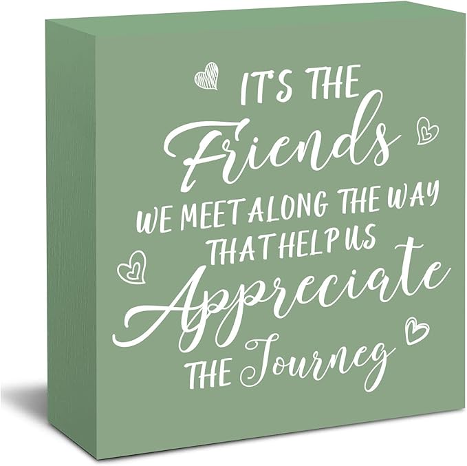 Sage Green Office Desk Accessories Decor Sign Sage Green Gifts for Best Friends Friendship Quotes Gifts for Women Friends Friendship Wooden Box Sign Desktop Decorations
