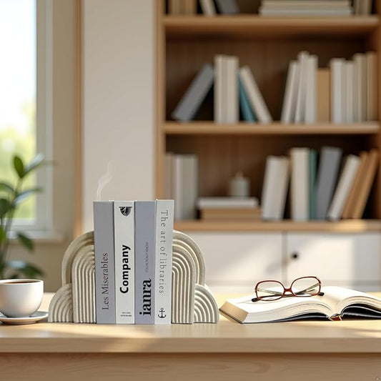 LIFFY Decorative Book Ends for Shelves,Modern Statue Bookends for Home Decor,Resin Non-Slip Book Stopper for Office,Study,Desk,Bookshelf
