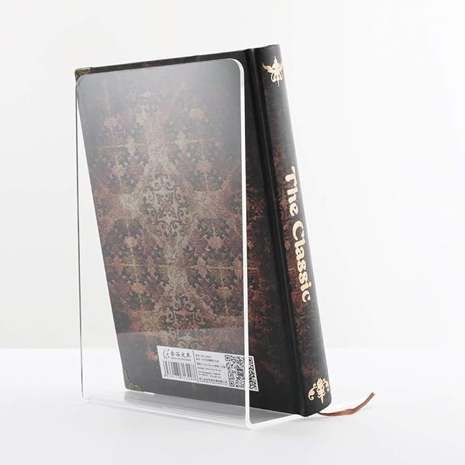 MerryNine 8 Pcs Plastic Acrylic Bookends, Clear Acrylic Non Skid Book Ends Organizer Bookshelf Decor Decorative Bedroom Library Office School Supplies Stationery Gift (7.08"x4.72"_4 Pairs)