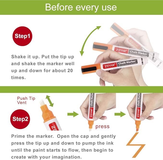 ZEYAR Liquid Chalk Marker-Wet Erase Marker, 6mm Reversible Tip-Bullet or Chisel, 8 Colors, Large Capacity, Writes on Nonporous Chalkboards, Bistro Boards, Windows and Plastic (8 Basic Colors)