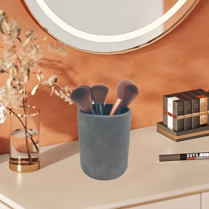 Pen Holder for Desk Pencil Organizer Cute Cup Holders Aesthetic (Misty Gray, 4" x3.3")