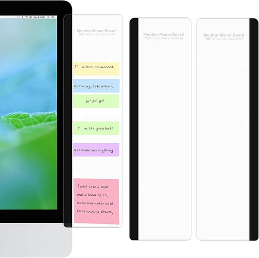 Office Desk Accessories 2pcs Multifunction Computer Monitor Memo Board - Office Supplies for Women Men Computer Sticky Note Holder Home Decor (Smooth Monitor Memo Board)