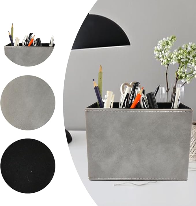 Pen Pencil Holder Cup Container Leather Desk Organizer Stand Decor Brush Scissor Holder Decoration Office Desk Home School