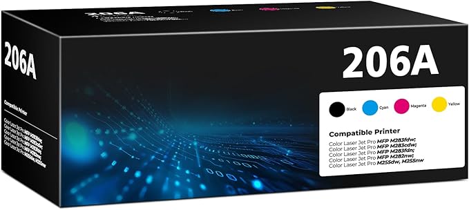 206A Toner Cartridges 4 Pack for Laser Jet M283fdw M283cdw M255dw Compatible for HP 206A 206X W2110A Compatible with Color Laser Jet Pro MFP M283fdw M283cdw M283fdn Pro M255nw M255dw Ink Cartridges