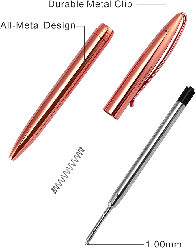 Cambond Ballpoint Pens, Guest Pen Stainless Steel Nice Pens for Guest Book Uniform Christmas Gift - Black Ink (1.0mm Medium Point), 3 Pens with 6 Extra Refills (Rose Gold),3 Count (Pack of 1)