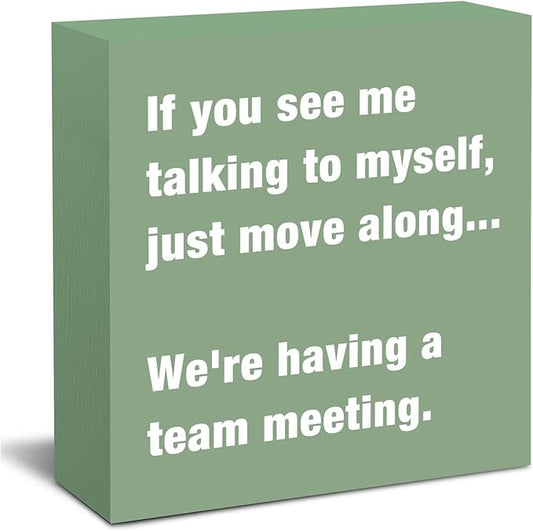 Sage Green Office Desk Accessories Decor Sign - Funny Green Wood Box Sign Cute Desk Accessories - Humor Office Box Plaque