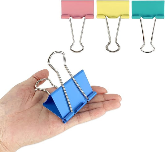 2.4-Inch Jumbo Colored Binder Clips, 12-Pack (4 Colors, 3 Pieces Each)