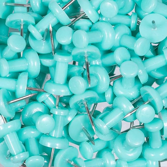 JAM PAPER Colorful Push Pins - Teal Pushpins - 100/Pack