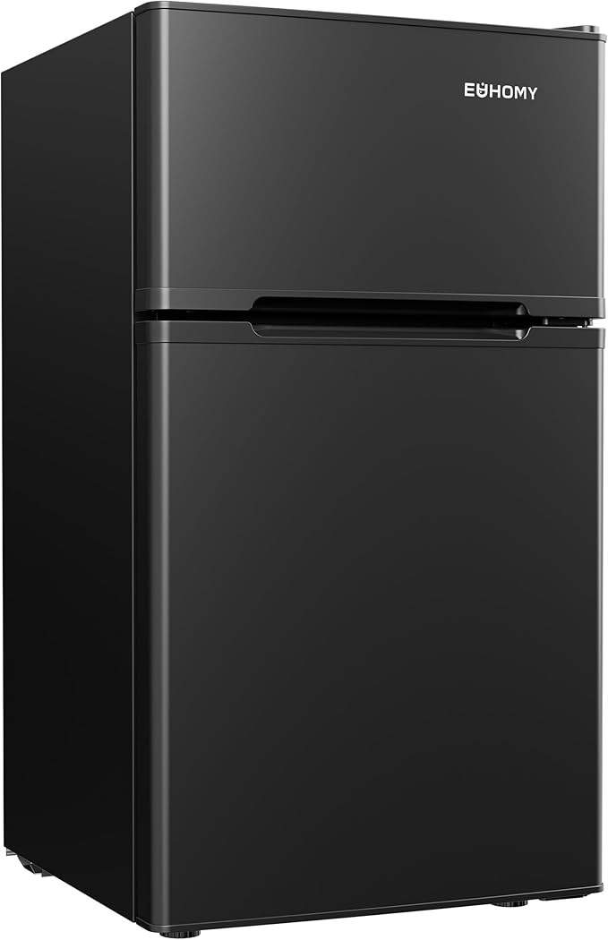 EUHOMY Mini Fridge with Freezer, 3.2 Cu.Ft Mini Refrigerator, Dorm Fridge with 2 Door For Bedroom/Apartment/Office-Food Storage Cooling Drink, Black