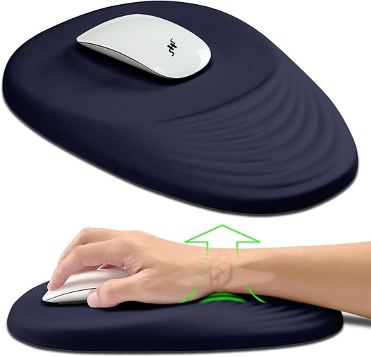 Hokafenle Ergonomic Mouse Pad Wrist Support, Terraced Slope Carpal Tunnel Wrist Pad for Mouse with Unibody Memory Foam, Wrist Rest Pain Relief Mousepad (Dark Blue, 11.8x7.9 in)