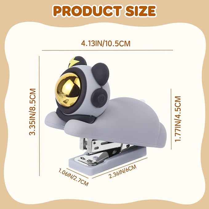 Honagu Cute Stapler, Cartoon Stereoscopic Silicone Stapler, Labor-Saving Office Supplies, Desktop Stationery Gift for Students Kids (Grey)