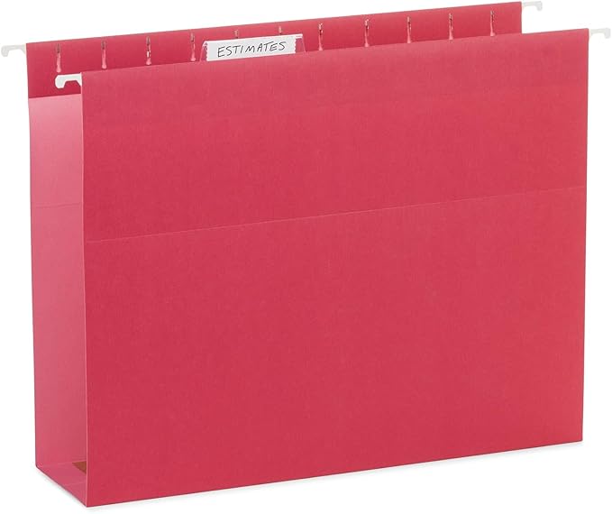25 Blue Summit Supplies Hanging File Folders 3 inch Expansion, Letter Size, Assorted Colors, 3 inch Hanging File Folders, 11PT Paper, Expandable Hanging File Folders Letter Size 3 inch, 25 Pack