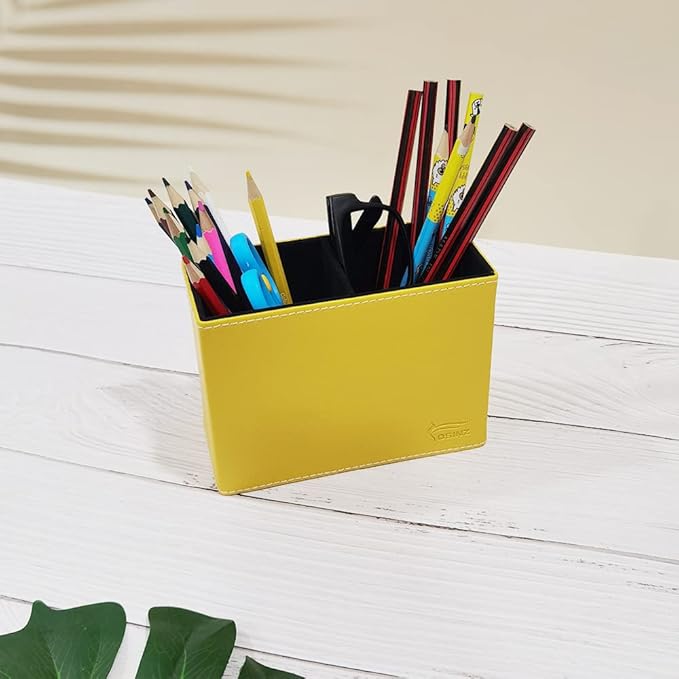 Pen Pencil Holder Cup Container PU Leather Desk Organizer Stand Decor Brush Scissor Decoration Office Home School