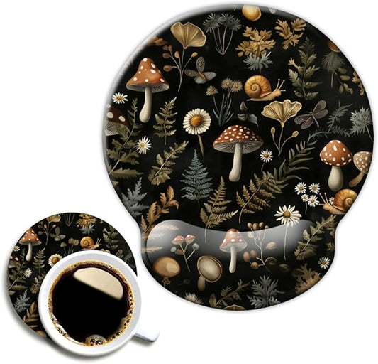 Ergonomic Mouse Pad with Wrist Support,Mouse Pad with Wrist Rest,Relieve Wrist Pain Mousepad Non-Slip Rubber Base,Mouse Pads for Desk,Computers,Laptop,Office,Home,Accessories Plant Mushroom