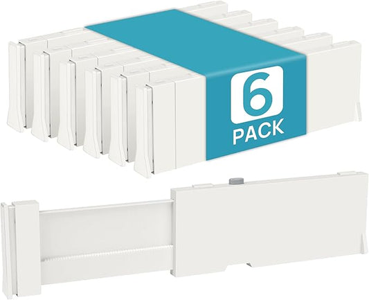 Vtopmart 6 Pack Drawer Dividers for Clothes, 4" High 11.6"-17" Adjustable Expandable Dresser Drawer Organizer, Plastic Drawers Separators for Dresser, Baby Clothes, Underwear, Kitchen & Office Storage