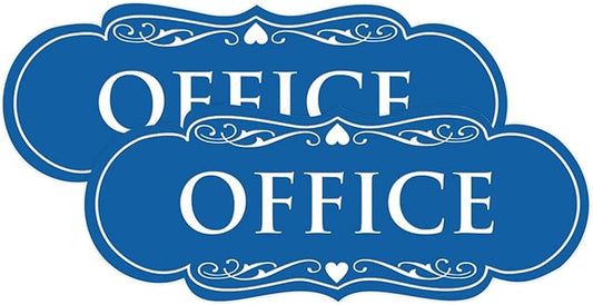 All Quality Designer Office Sign | Easy Installation - Blue - Large (2 Pack)