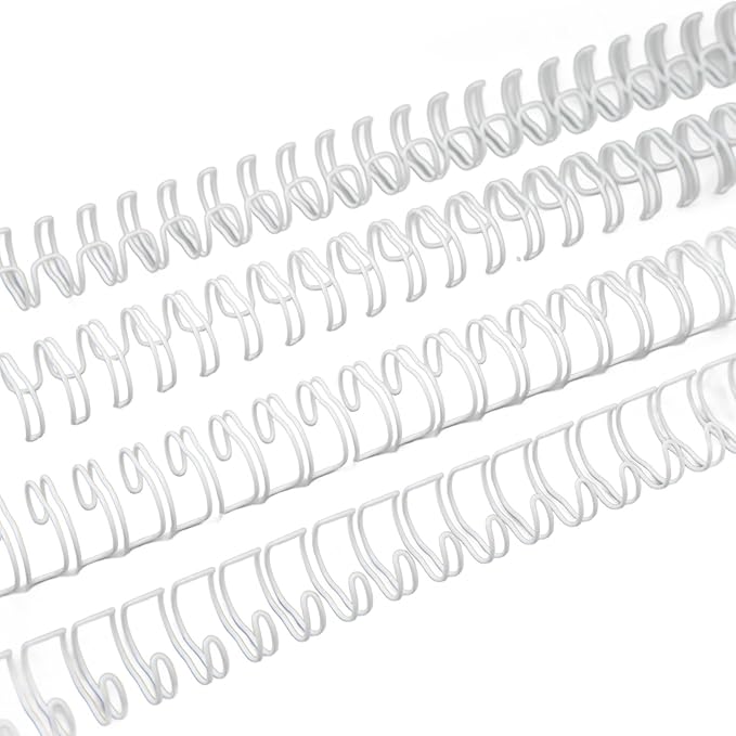 100Pcs Double Loop Wire Binding Spines, 60 Sheets, 3:1 Pitch, 34 Loop, 3/8in Diamete, for A4 Paper Documents, Files, Reports (WHITE)