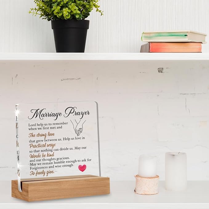 Wedding Gifts for Newlyweds, Bridal Shower Gift, Engagement Gifts for Couples, Marriage Prayer Home Decorative Signs Plaque for Desk