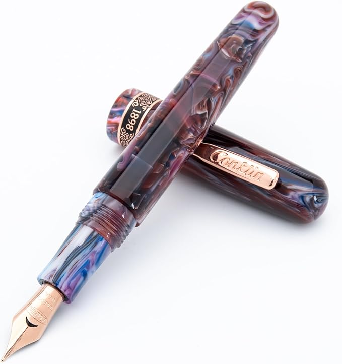 Conklin 1898 Fountain Pen, Misto Purple - 14KT Gold Medium Nib | Unique Resin Pen with 14KT Gold Nib | JoWo Stainless Steel Nib Made in Germany | Ideal Gift for Professionals
