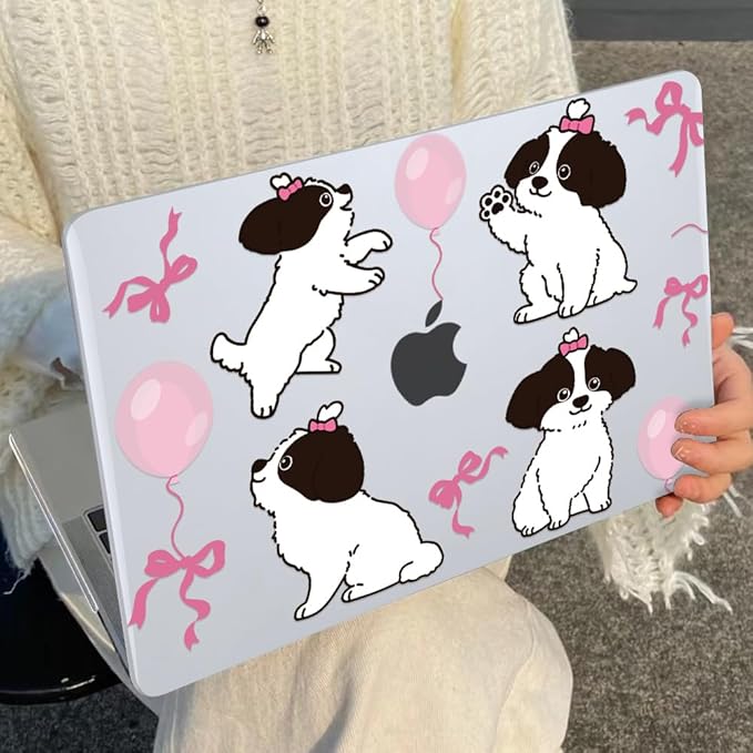 Compatible with A3240 Cover M4 MacBook Air 13.6 inch Case 2025 2024 2023 2022 Release A3113 M3 A2681 M2 Chip, Crystal Pattern Plastic Hard Shell Case for Mac Air 13 M4 Touch ID, Lovely Dog