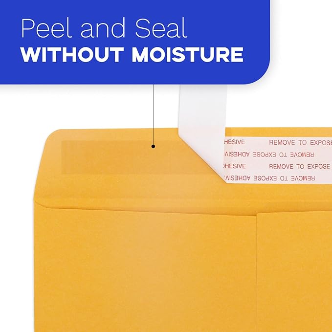 10x13 Catalog Envelopes Self Seal 100 Pack, Goefun 80GSM Paper Large Yellow Brown Manilla Envelopes with Peel and Seal Flap for Mailing, Organizing and Storage