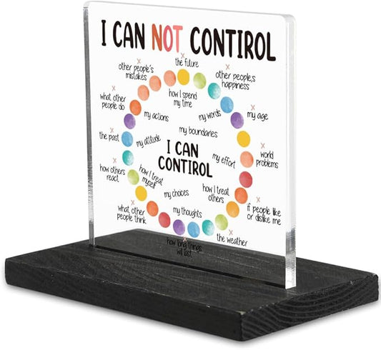 Mindset Mental Health Things I Can not Control and I Can Control Positive Affirmations Desk Decor for Women Men, School Counselor Sign Therapist Office Mindfulness Decorations Signs-DX330