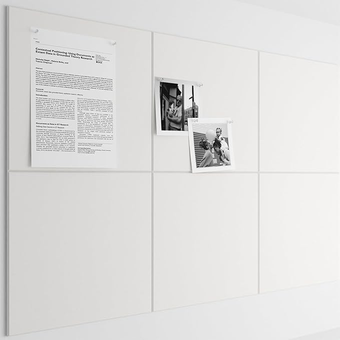 Bumusty Large Cork Board 36"x24" Alternative - 6 Pack Felt Wall Tiles with 40 Safe Removable Adhesive Tabs, 30 Pushpins, Cork Boards for Walls Pin Board Bulletin Board Office Decor (Milky White)