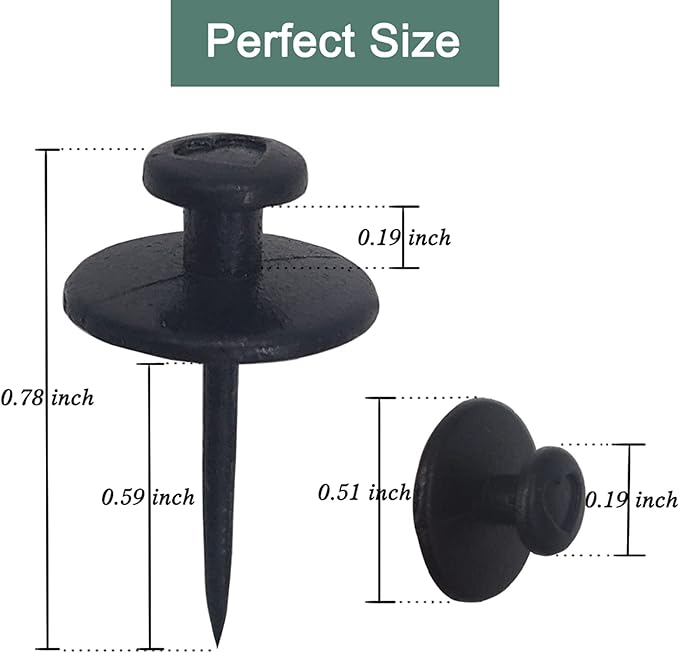 30 PCS Push Pins Picture Hangers Wall Hooks, Double Headed Thumb Tacks for Wall Hangings, Renter Friendly Decor Small Picture Frame Hangers for Drywall Cork Board Home Office Photo Decorations(Black)