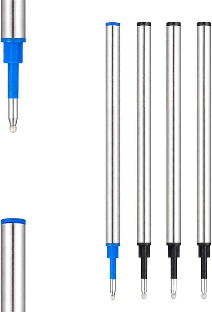 DunBong Rollerball Pen Refills, Roller Ball Fine Point 0.5mm, Red Ink Refill Pack of 5 - Replaceable Ballpoint Pen Refills Medium Point (Blue)