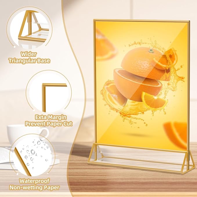Acrylic Sign Holder 8.5X11 Double Sided Table Flyer Holder , Plastic Acrylic Display Stand for Home Office Shop Restaurant (12pcs)