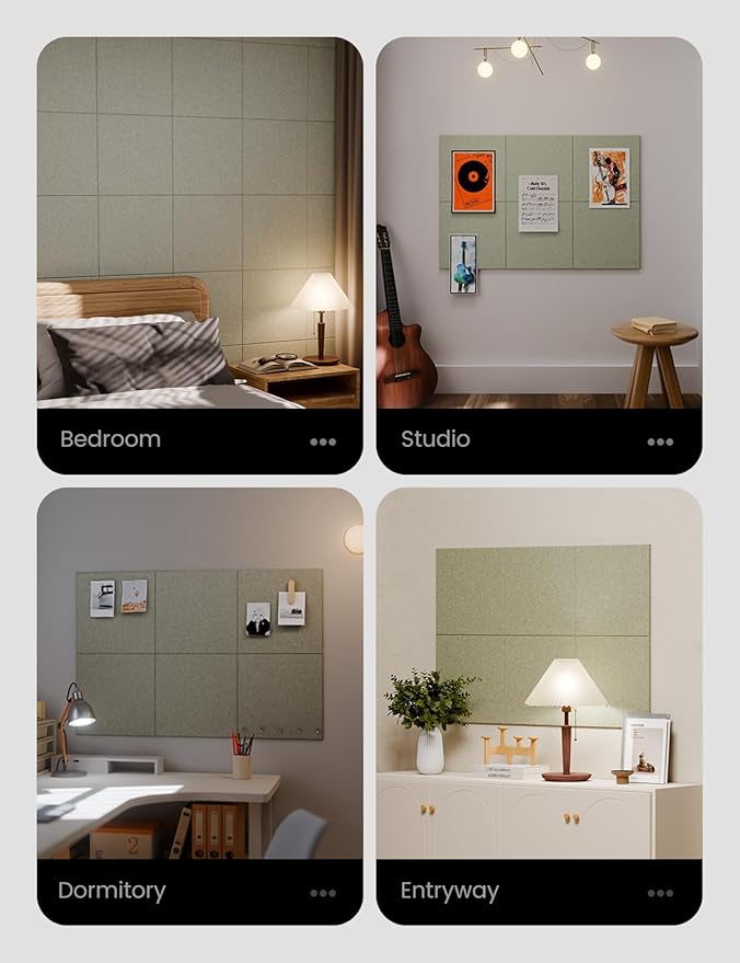 Large Felt Bulletin Board 36" x 24" Cork Board Alternative-6 Pack with 40 Safe Removable Adhesive Tabs, Cork Boards for Walls Cork Board for Home Office Classroom Pin Board - Sage