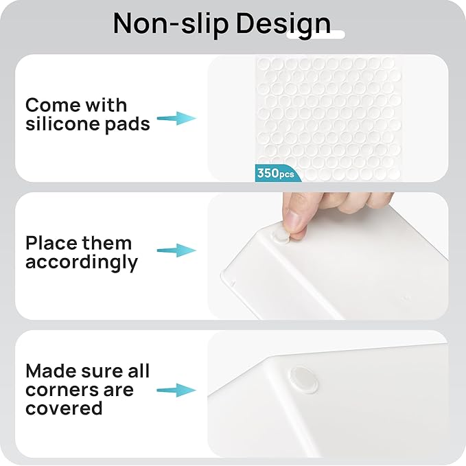 Vtopmart 72 PCS Plastic Drawer Organizers Set, 4-Size Versatile Bathroom and Vanity Organizer Trays, Non-Slip Storage Bins for Makeup, Jewelries, Kitchen Utensils and Office Desk, White