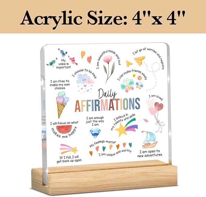 Positive Therapy Office Decor, Mental Health Office Desk Decor, Mental Health Gifts for Women School Counselor Psychologist Therapist, Daily Affirmations Acrylic Sign for Halloween Christmas Gift